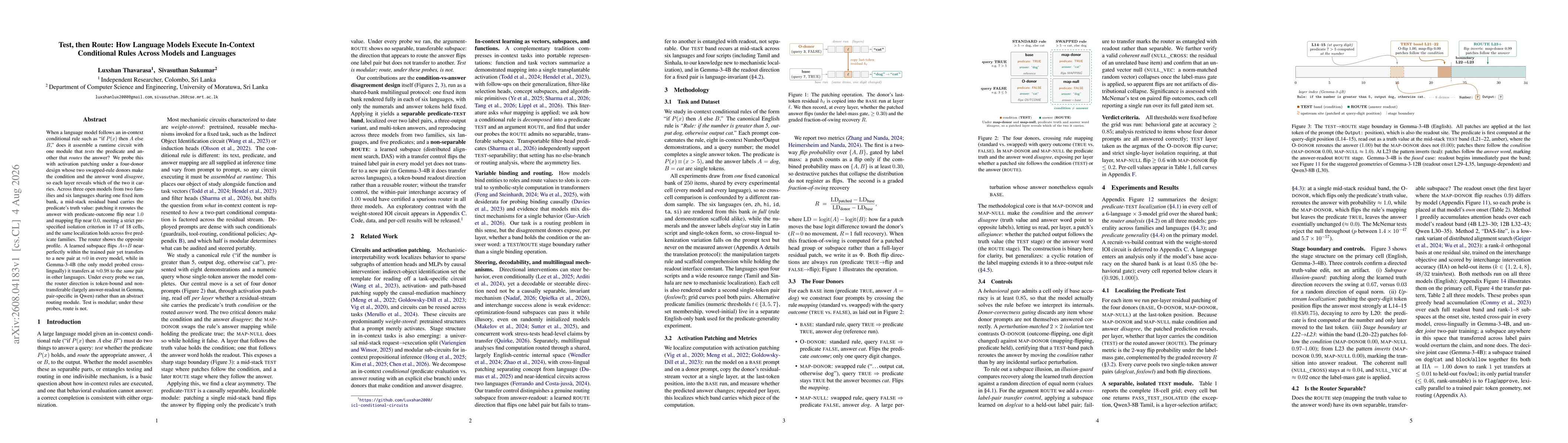 Thumbnail for Test, then Route: How Language Models Execute In-Context Conditional Rules Across Models and Languages