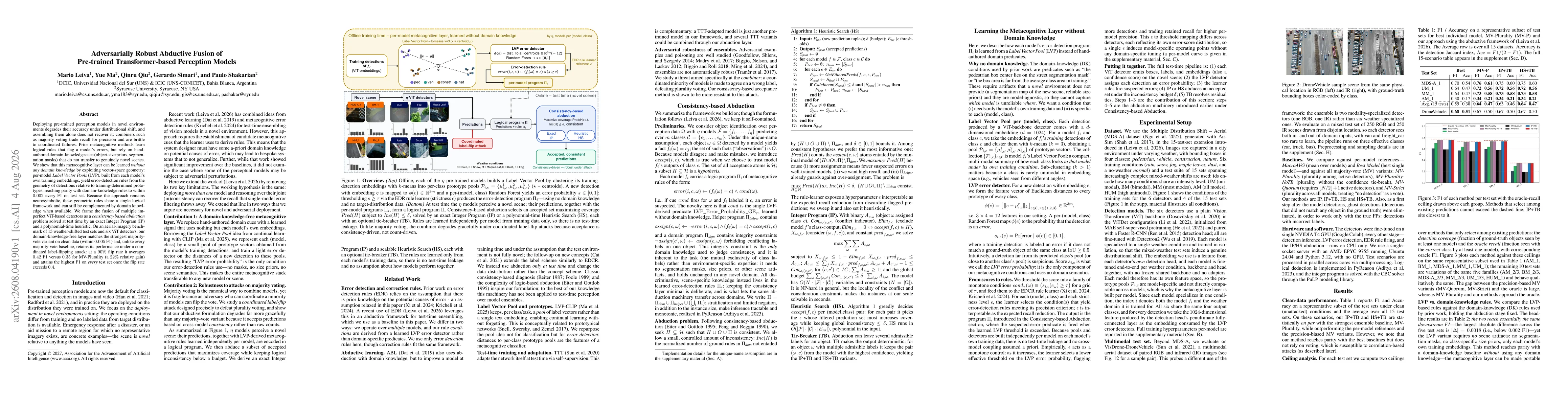 Thumbnail for Adversarially Robust Abductive Fusion of Pre-trained Transformer-based Perception Models