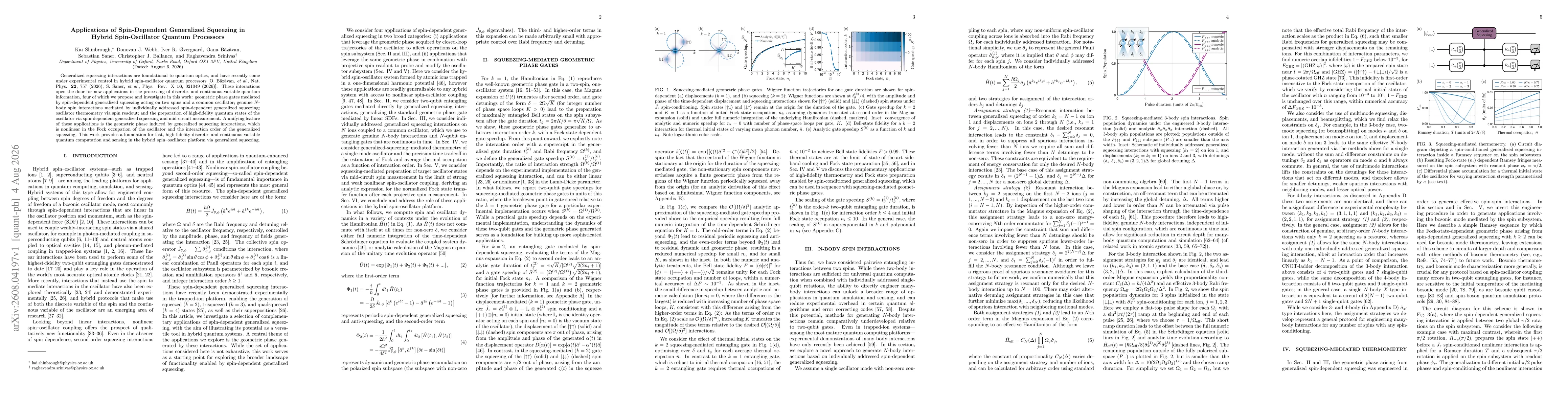 Thumbnail for Applications of Spin-Dependent Generalized Squeezing in Hybrid Spin-Oscillator Quantum Processors