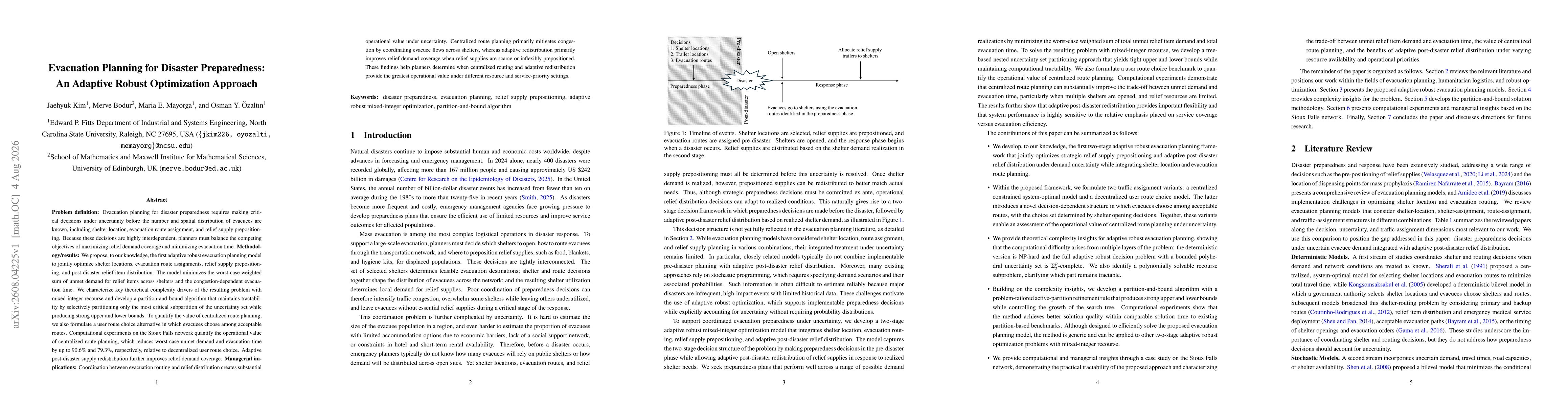 Thumbnail for Evacuation Planning for Disaster Preparedness: An Adaptive Robust Optimization Approach