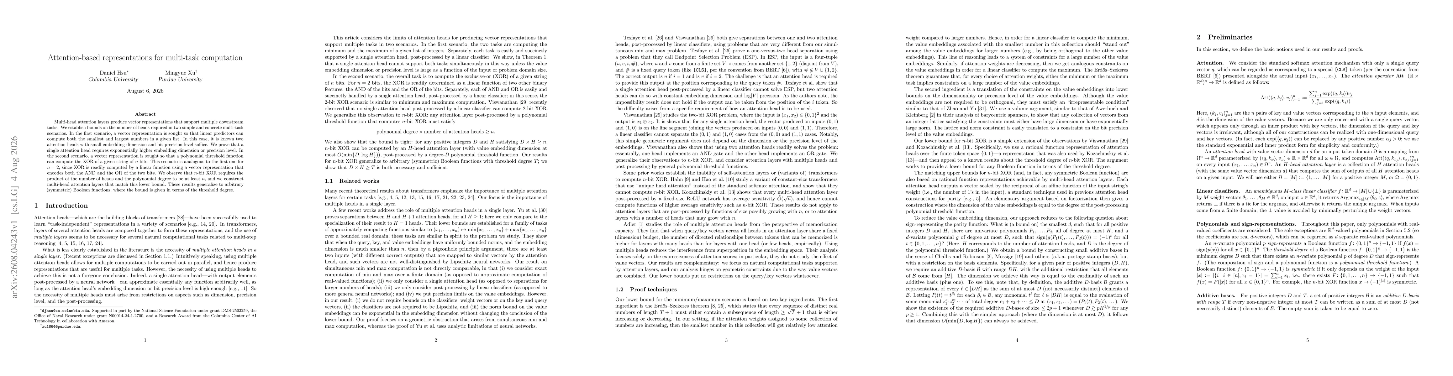 Thumbnail for Attention-based representations for multi-task computation