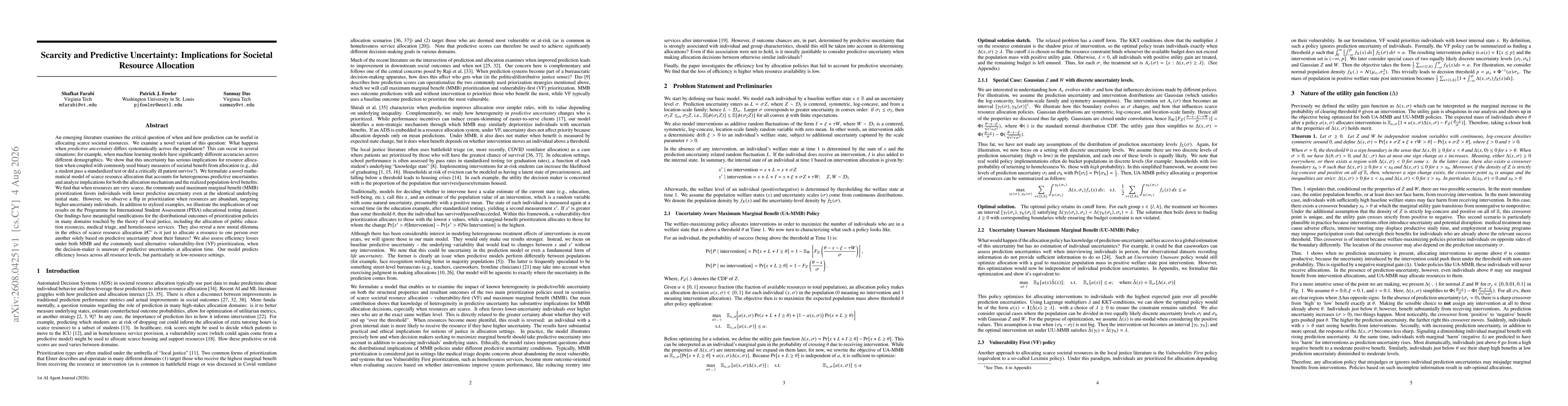 Thumbnail for Scarcity and Predictive Uncertainty: Implications for Societal Resource Allocation