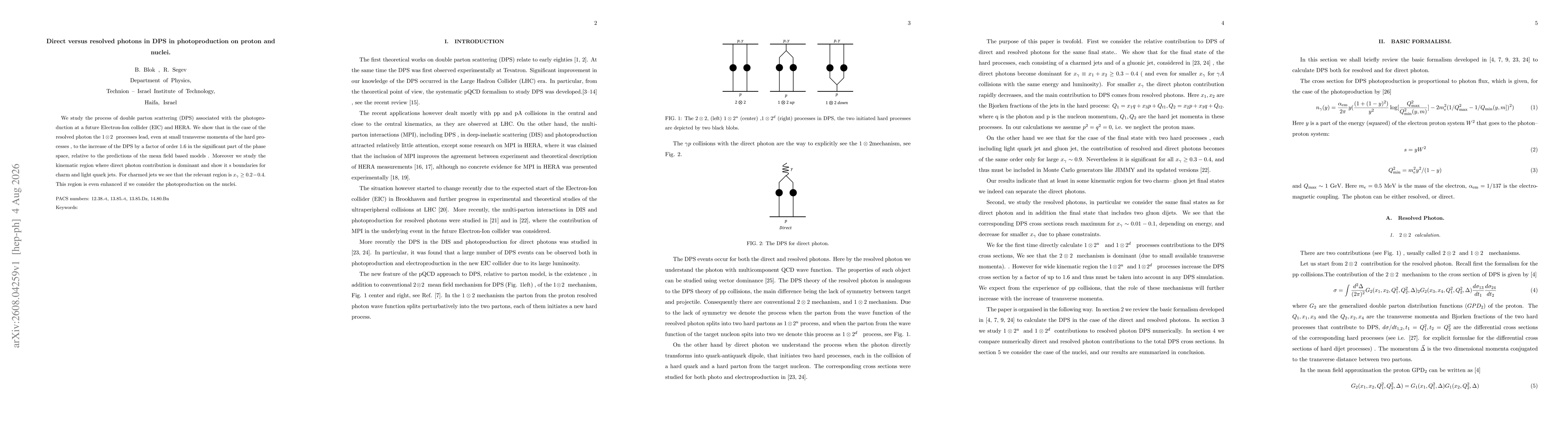Thumbnail for Direct versus resolved photons in DPS in photoproduction on proton and nuclei
