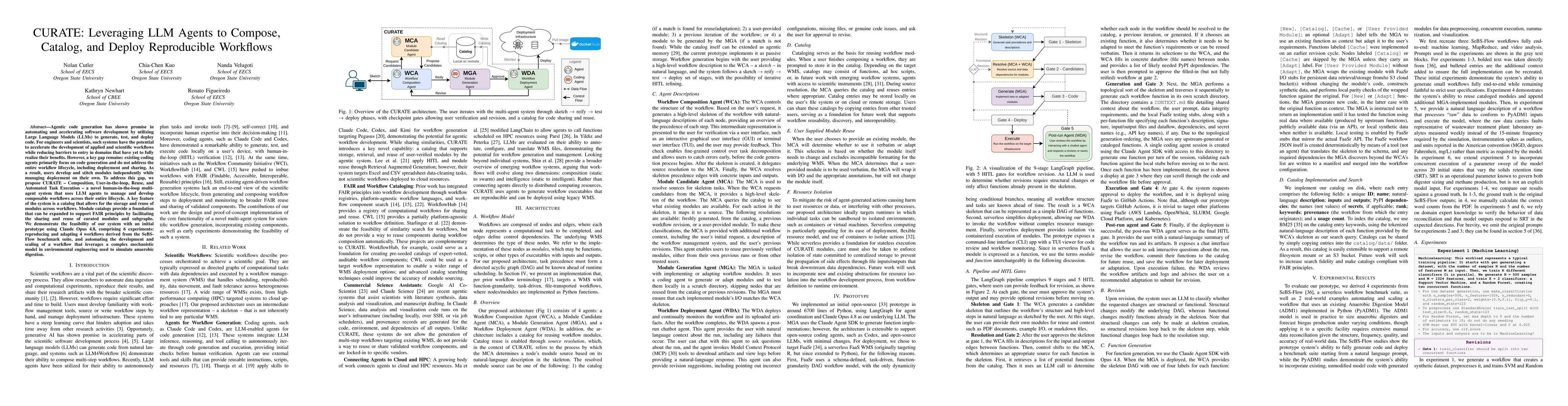 Thumbnail for CURATE: Leveraging LLM Agents to Compose, Catalog, and Deploy Reproducible Workflows