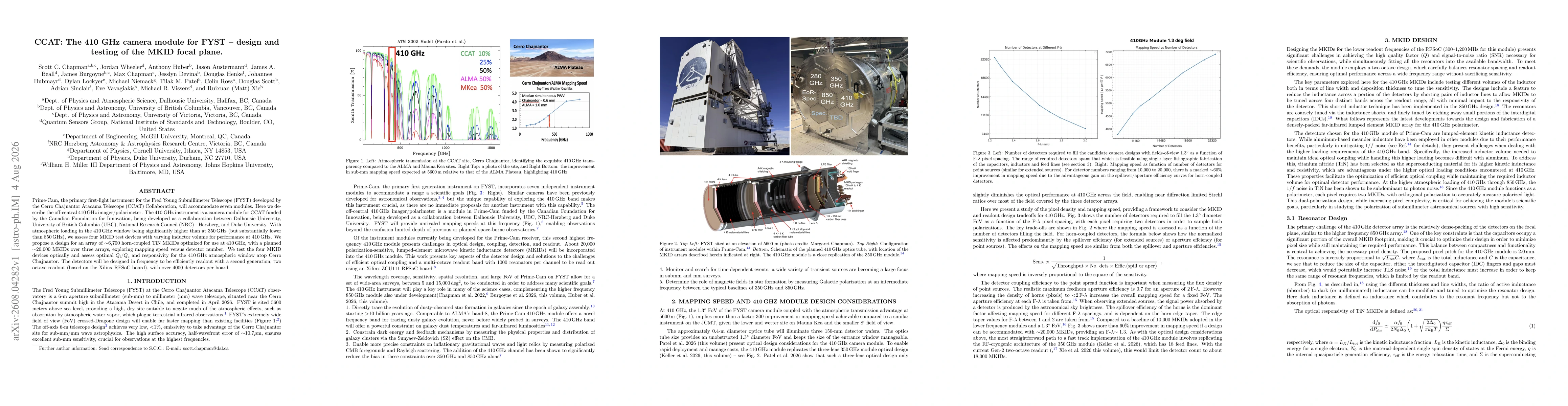 Thumbnail for CCAT: The 410 GHz camera module for FYST - design and testing of the MKID focal plane