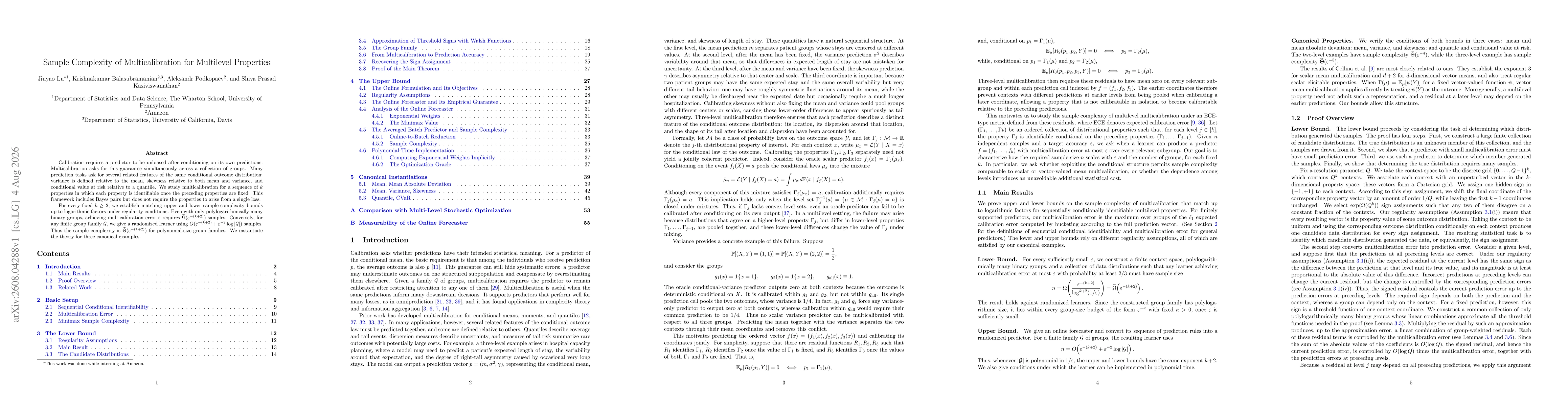 Thumbnail for Sample Complexity of Multicalibration for Multilevel Properties