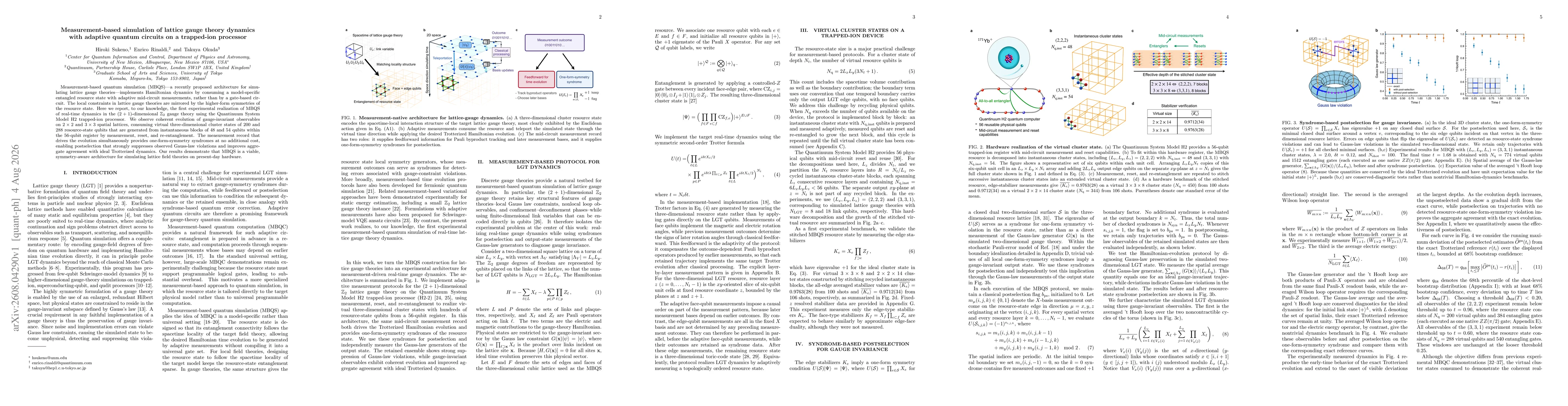 Thumbnail for Measurement-based simulation of lattice gauge theory dynamics with adaptive quantum circuits on a trapped-ion processor
