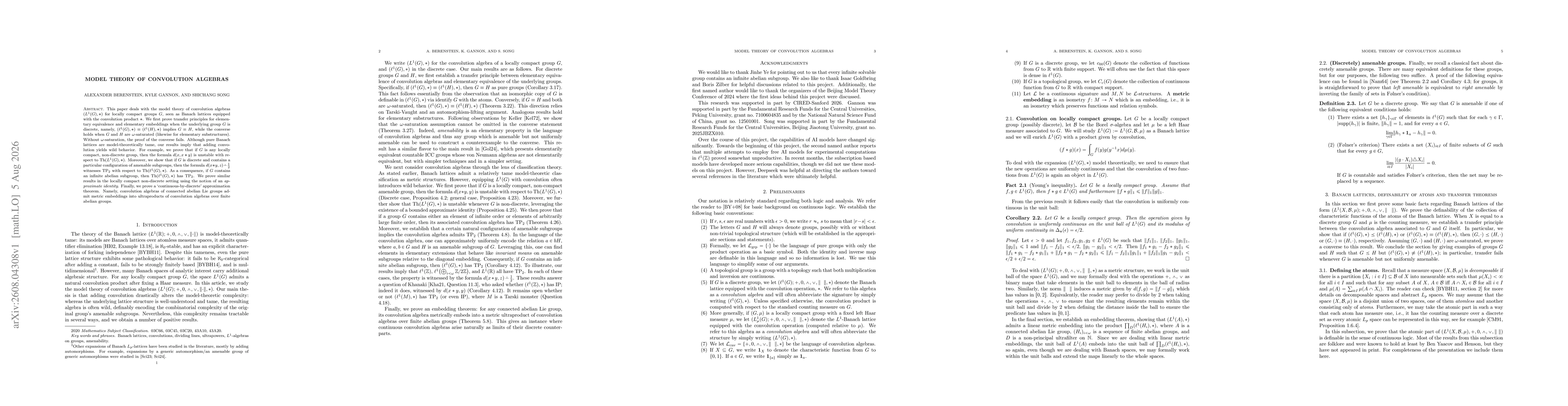 Thumbnail for Model theory of convolution algebras