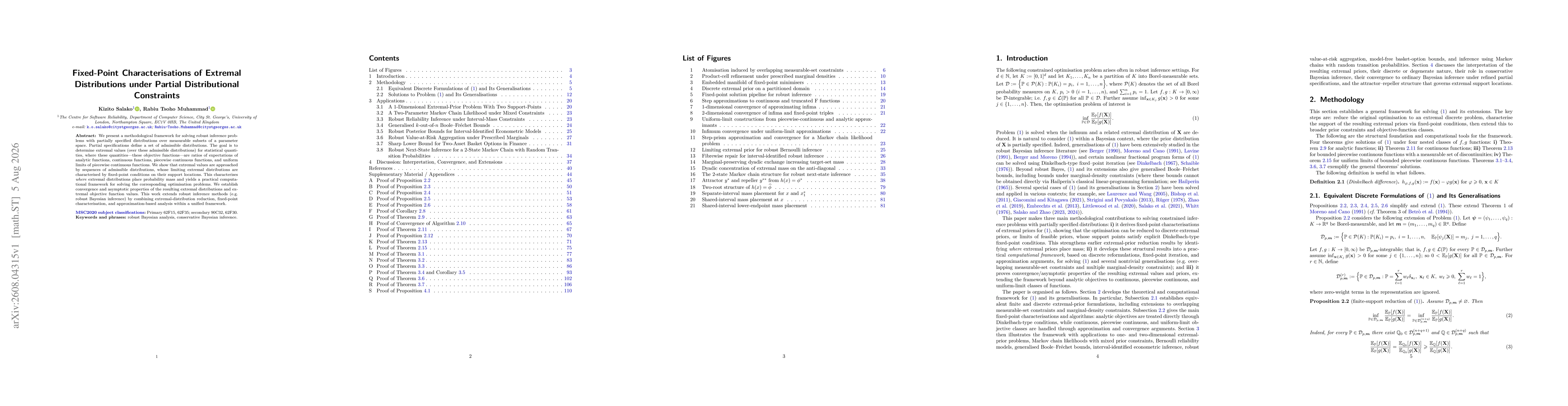 Thumbnail for Fixed-Point Characterisations of Extremal Distributions under Partial Distributional Constraints