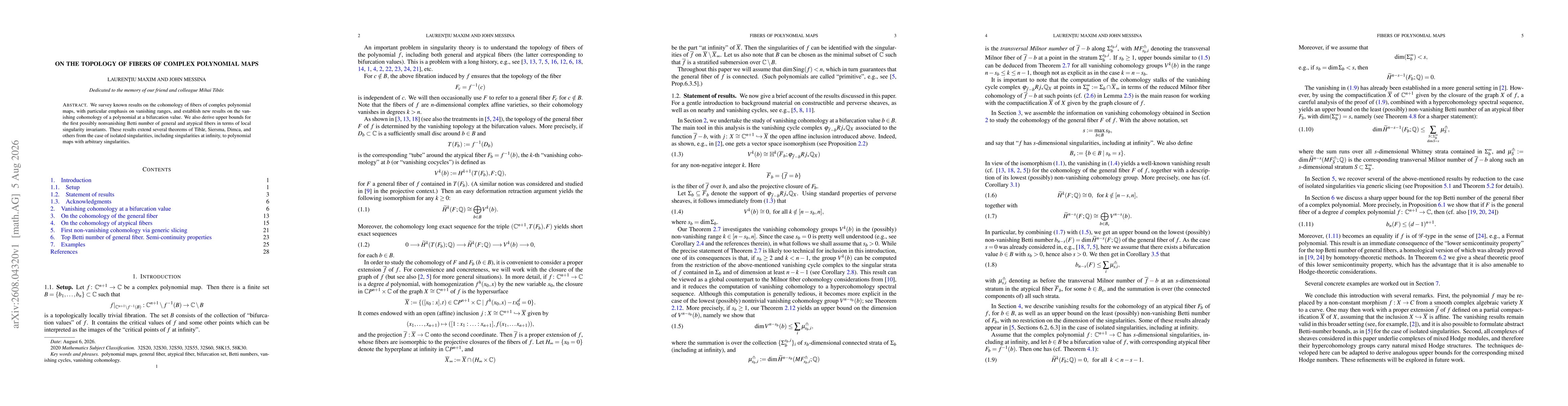 Thumbnail for On the topology of fibers of complex polynomial maps