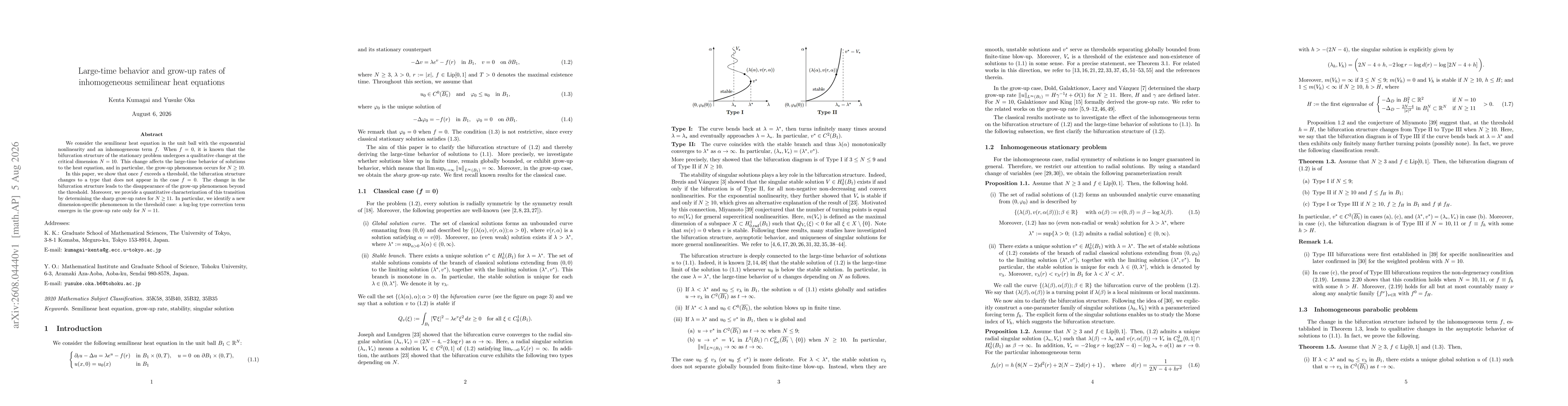 Thumbnail for Large-time behavior and grow-up rates of inhomogeneous semilinear heat equations