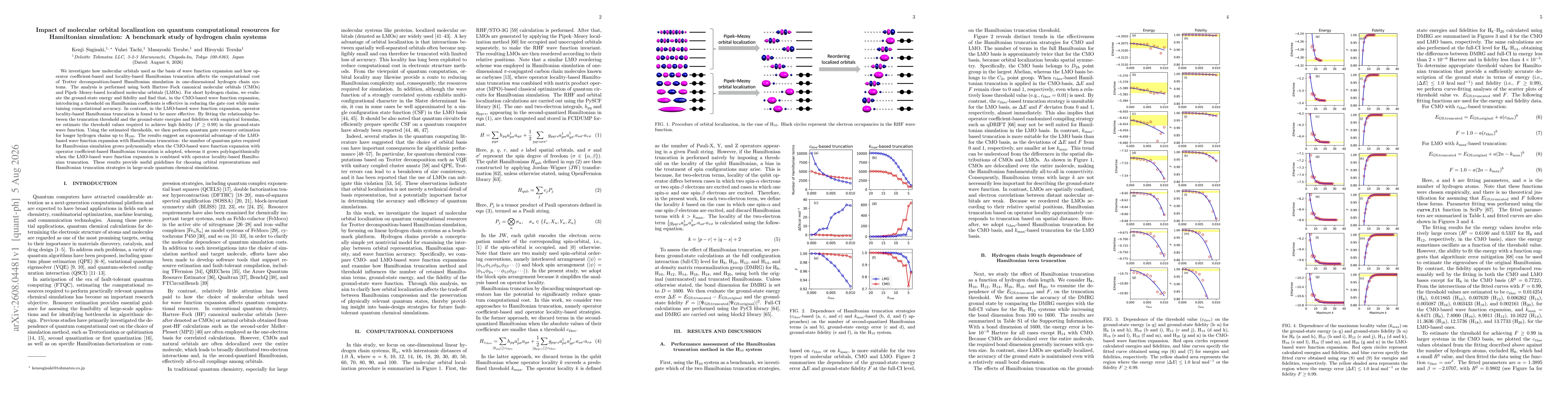 Thumbnail for Impact of molecular orbital localization on quantum computational resources for Hamiltonian simulation: A benchmark study of hydrogen chain systems