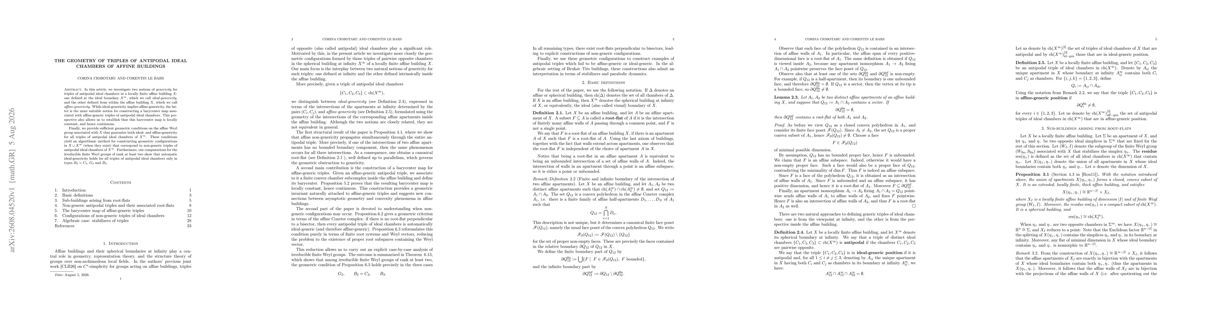 Thumbnail for The geometry of triples of antipodal ideal chambers of affine buildings