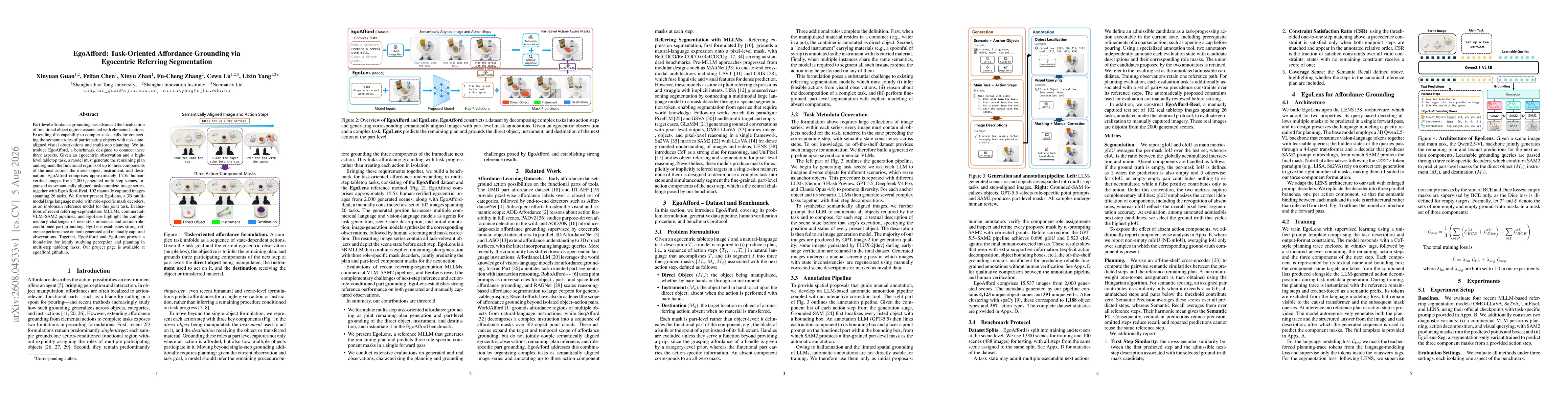 Thumbnail for EgoAfford: Task-Oriented Affordance Grounding via Egocentric Referring Segmentation