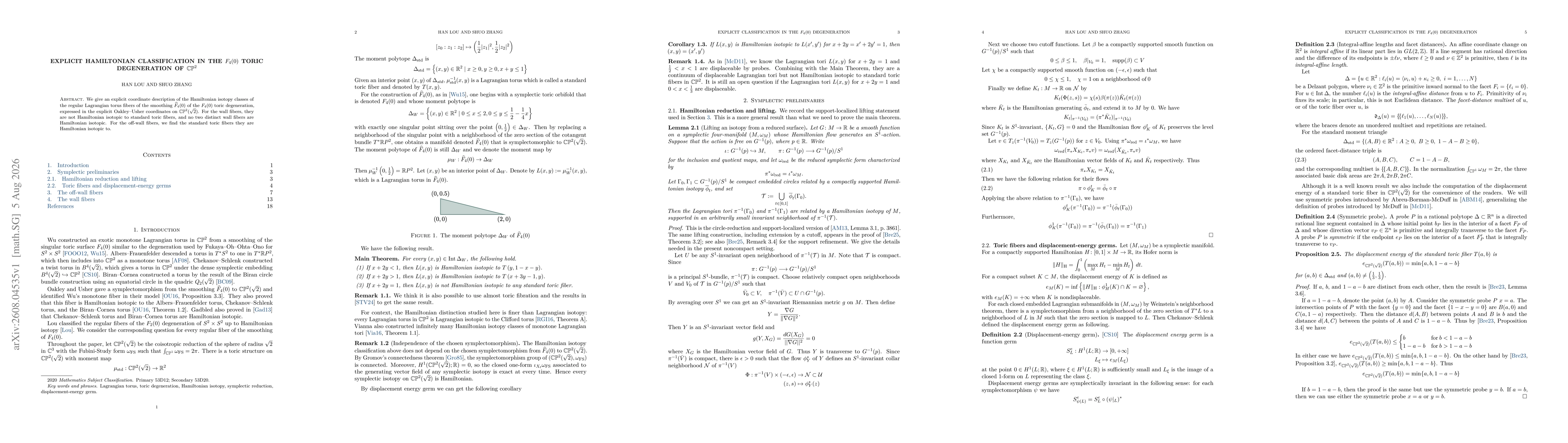 Thumbnail for Explicit Hamiltonian Classification in the $F_4(0)$ Toric Degeneration of $CP^2$