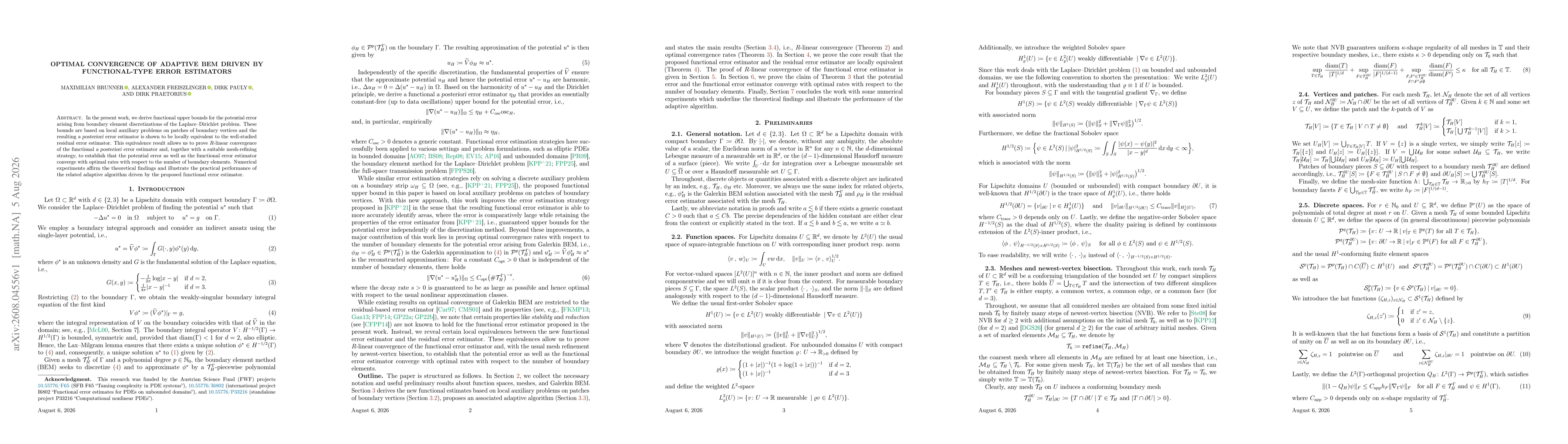 Thumbnail for Optimal convergence of adaptive BEM driven by functional-type error estimators