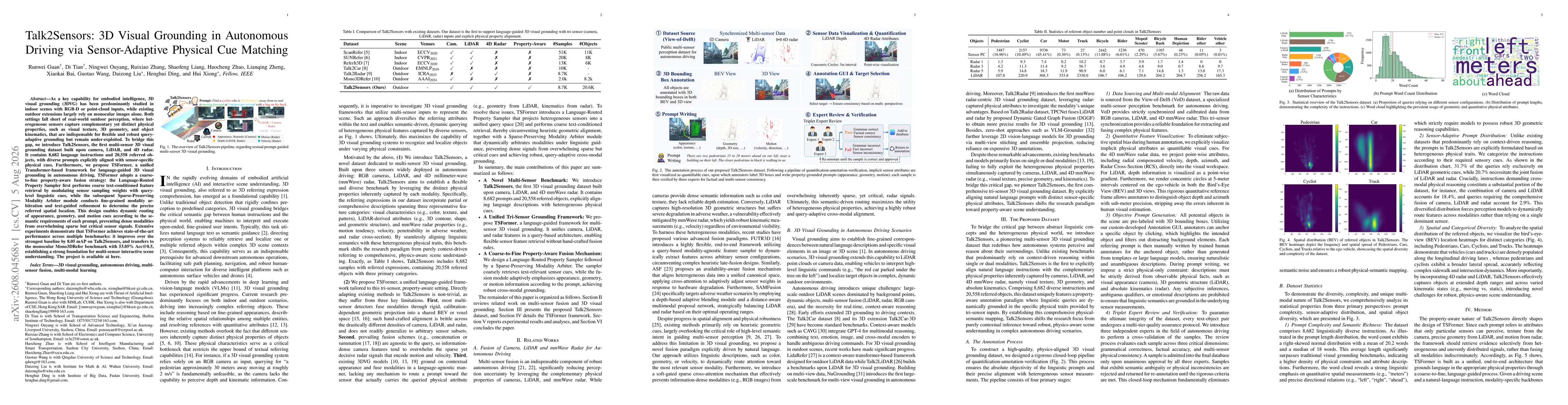 Thumbnail for Talk2Sensors: 3D Visual Grounding in Autonomous Driving via Sensor-Adaptive Physical Cue Matching