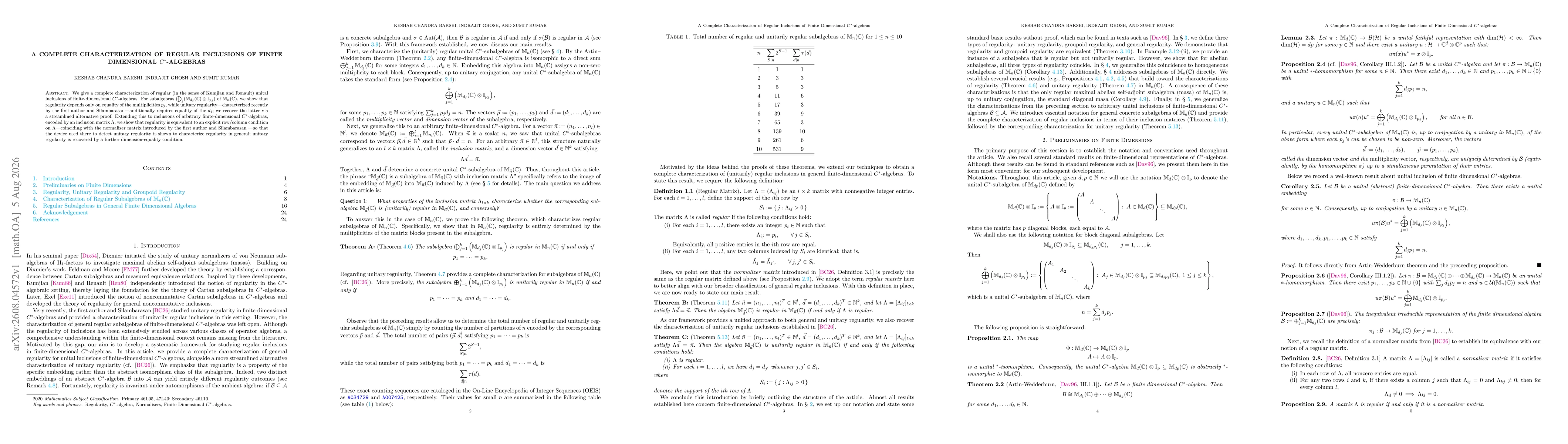 Thumbnail for A Complete Characterization of Regular Inclusions of Finite Dimensional $C^*$-algebras
