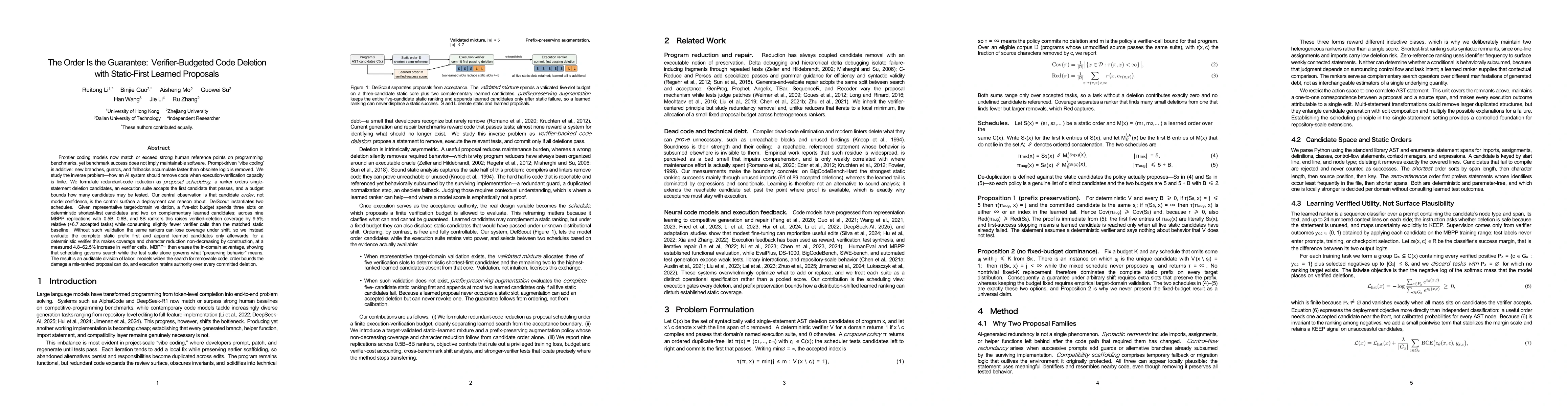 Thumbnail for The Order Is the Guarantee: Verifier-Budgeted Code Deletion with Static-First Learned Proposals