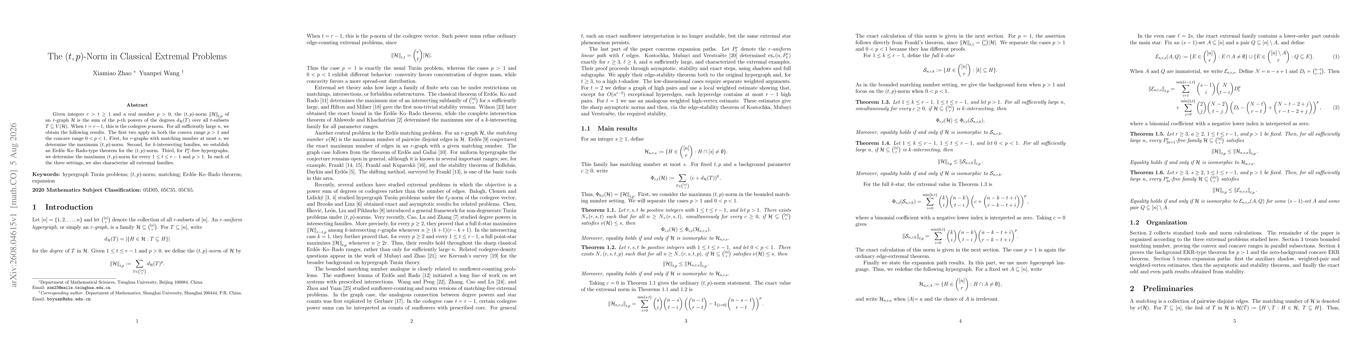 Thumbnail for The $(t,p)$-Norm in Classical Extremal Problems