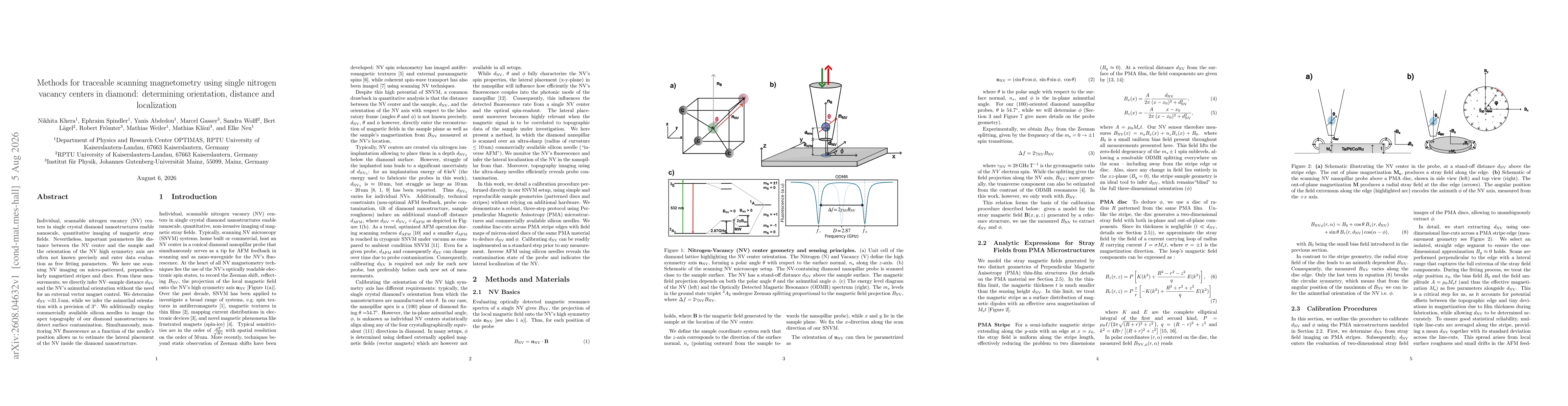 Thumbnail for Methods for traceable scanning magnetometry using single nitrogen vacancy centers in diamond: determining orientation, distance and localization