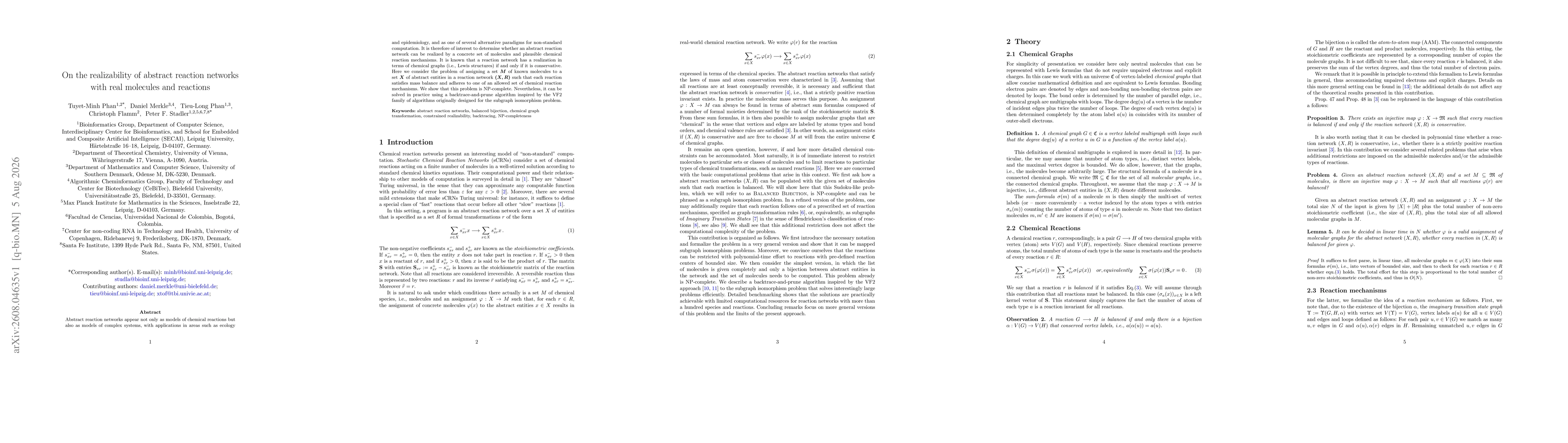 Thumbnail for On the realizability of abstract reaction networks with real molecules and reactions