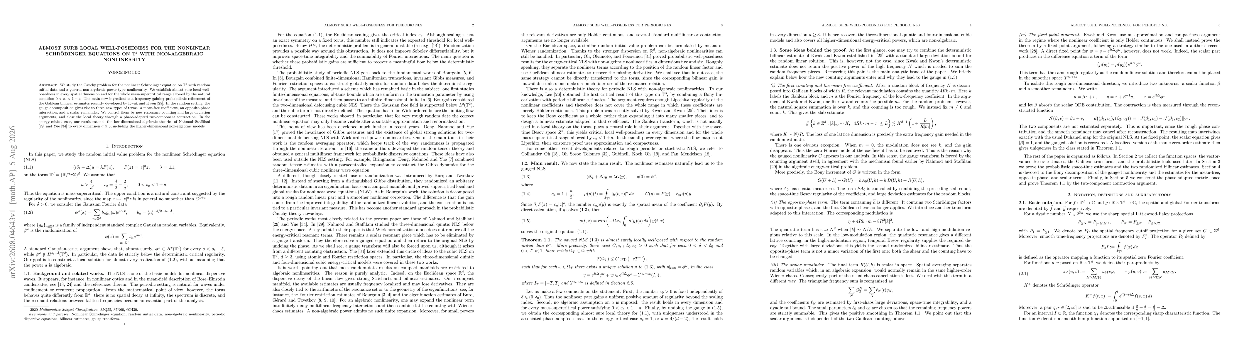 Thumbnail for Almost sure local well-posedness for the nonlinear Schrödinger equations on $\Bbb T^d$ with non-algebraic nonlinearity