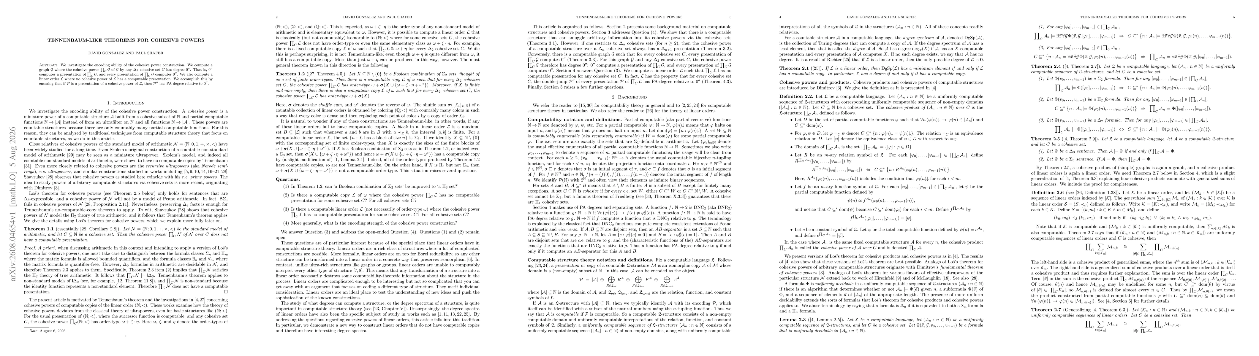 Thumbnail for Tennenbaum-like theorems for cohesive powers