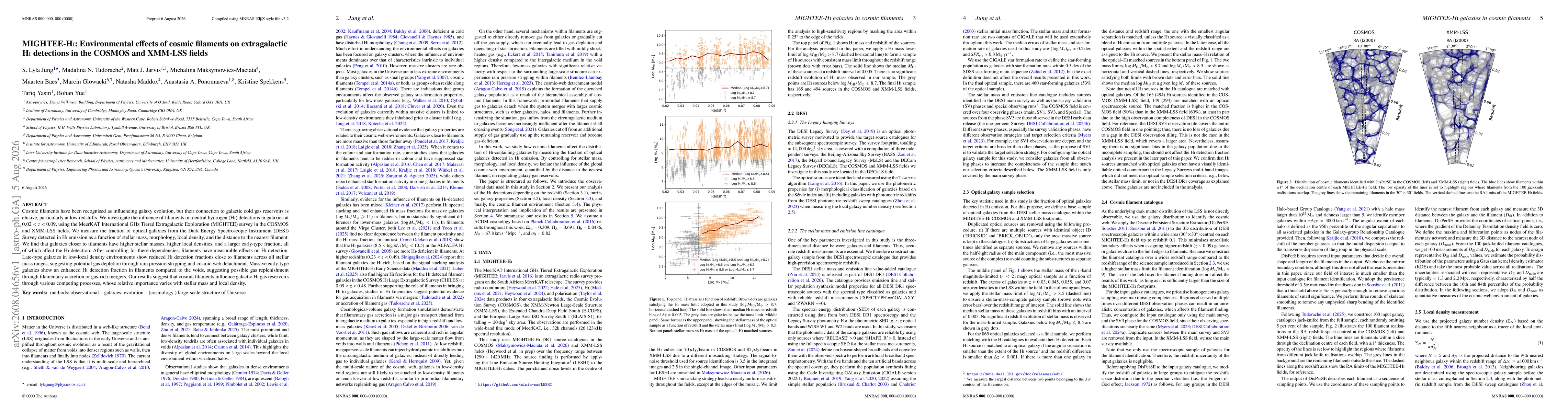 Thumbnail for MIGHTEE-HI: Environmental effects of cosmic filaments on extragalactic HI detections in the COSMOS and XMM-LSS fields