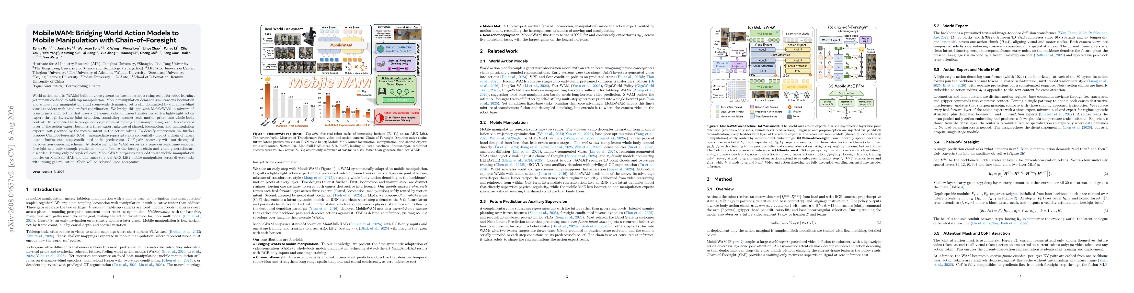 Thumbnail for MobileWAM: Bridging World Action Models to Mobile Manipulation with Chain-of-Foresight