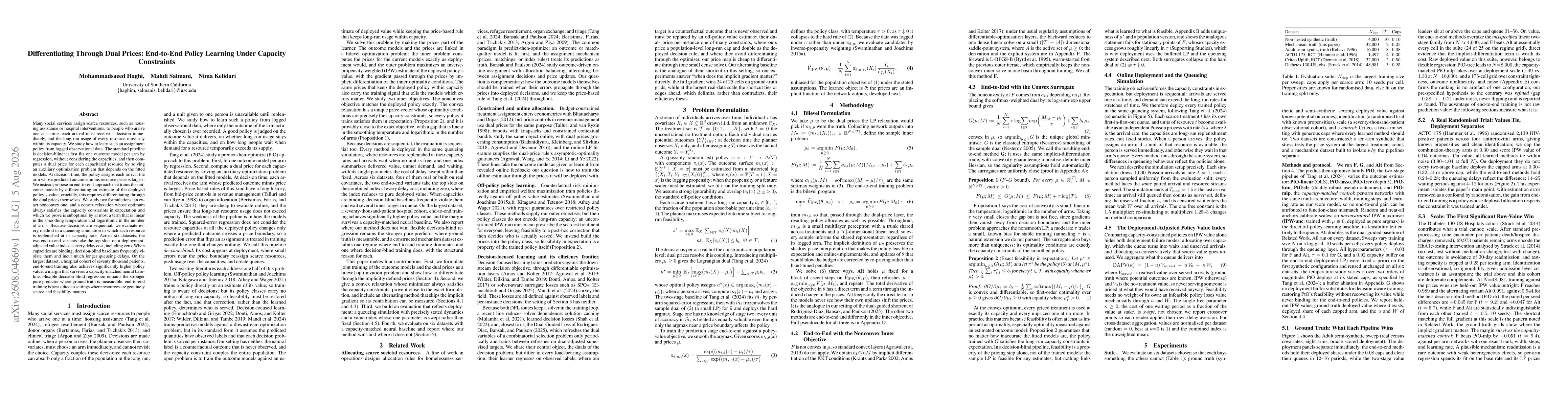 Thumbnail for Differentiating Through Dual Prices: End-to-End Policy Learning Under Capacity Constraints