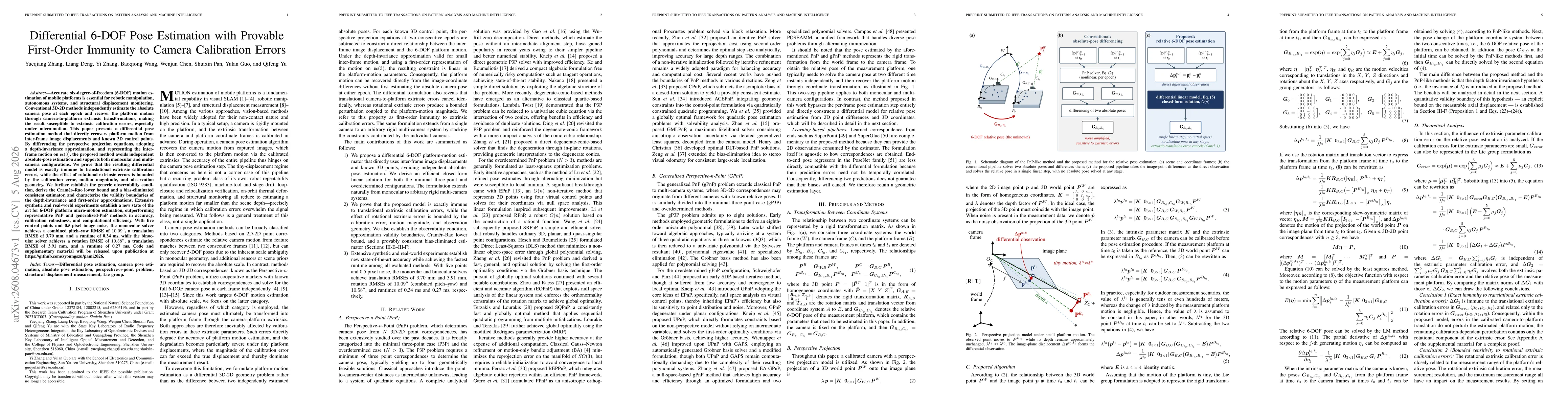 Thumbnail for Differential 6-DOF Pose Estimation with Provable First-Order Immunity to Camera Calibration Errors