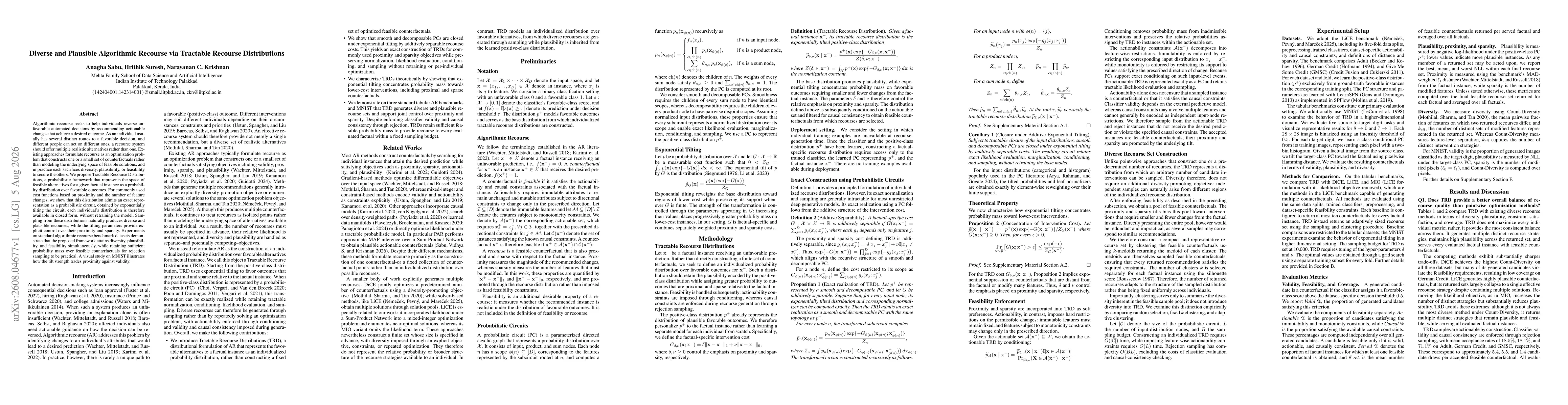 Thumbnail for Diverse and Plausible Algorithmic Recourse via Tractable Recourse Distributions