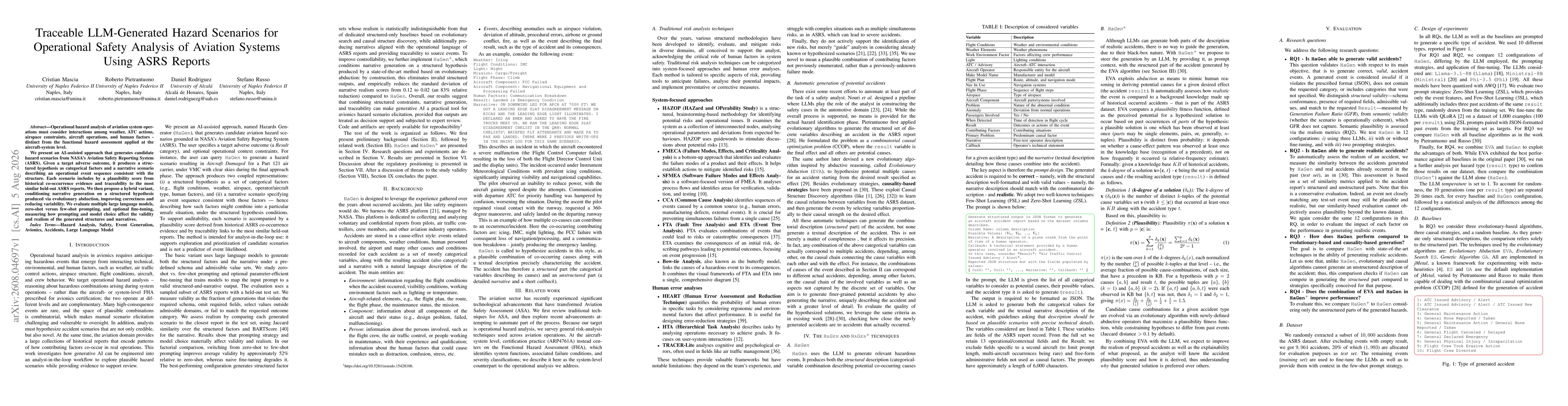 Thumbnail for Traceable LLM-Generated Hazard Scenarios for Operational Safety Analysis of Aviation Systems Using ASRS Reports