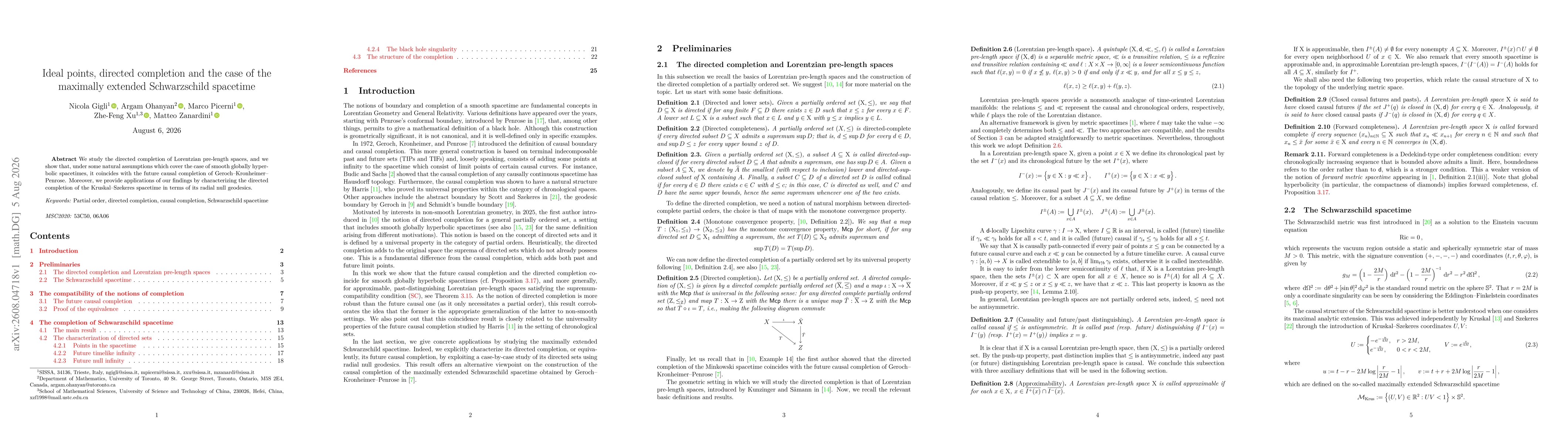 Thumbnail for Ideal points, directed completion and the case of the maximally extended Schwarzschild spacetime
