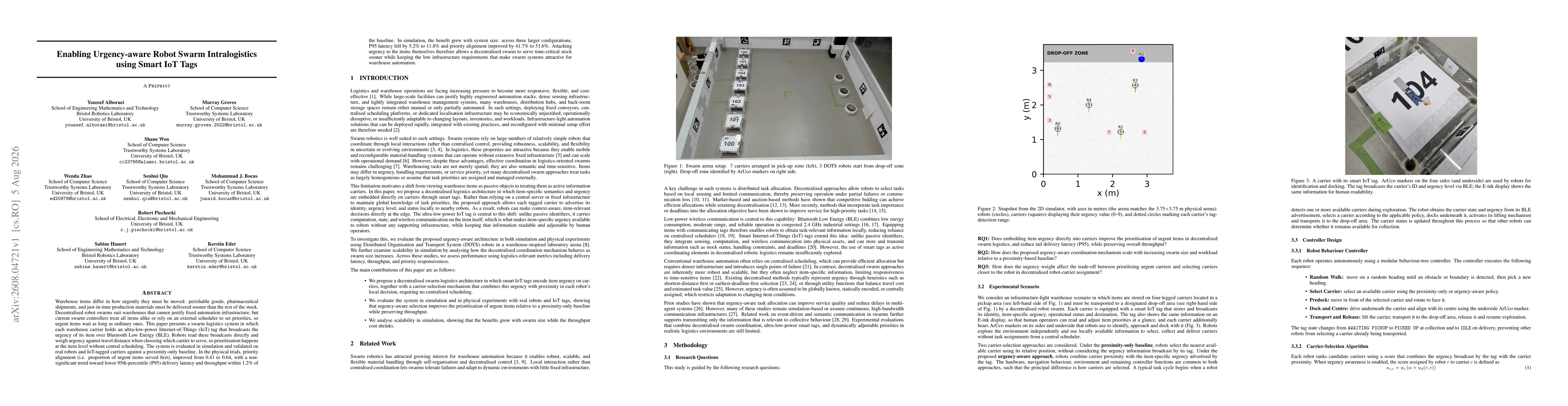 Thumbnail for Enabling Urgency-aware Robot Swarm Intralogistics using Smart IoT Tags