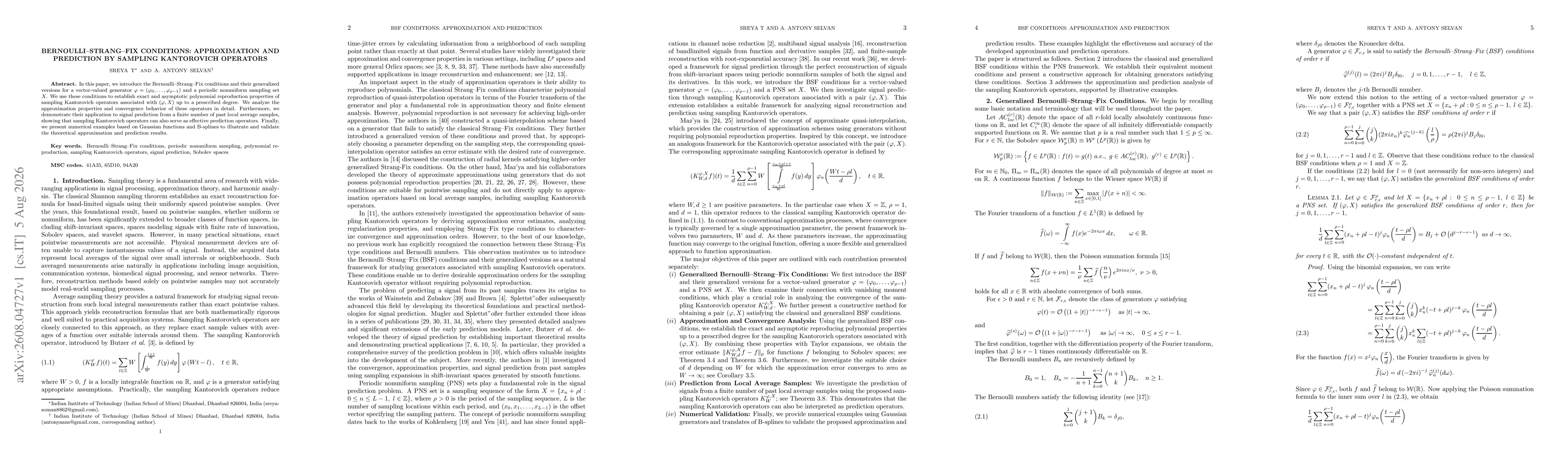 Thumbnail for Bernoulli--Strang--Fix Conditions: Approximation and Prediction by Sampling Kantorovich Operators