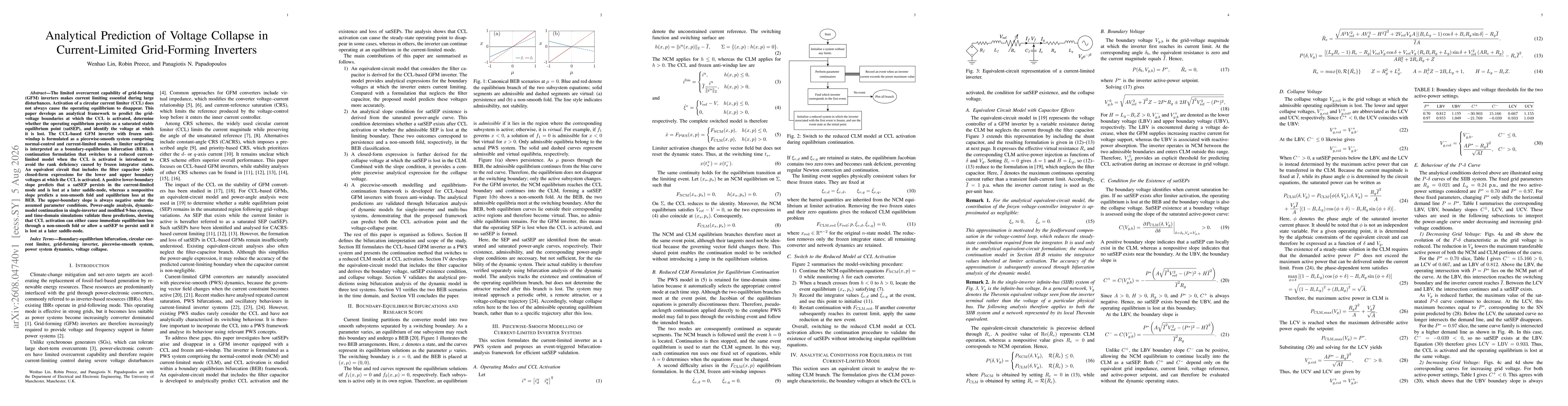Thumbnail for Analytical Prediction of Voltage Collapse in Current-Limited Grid-Forming Inverters