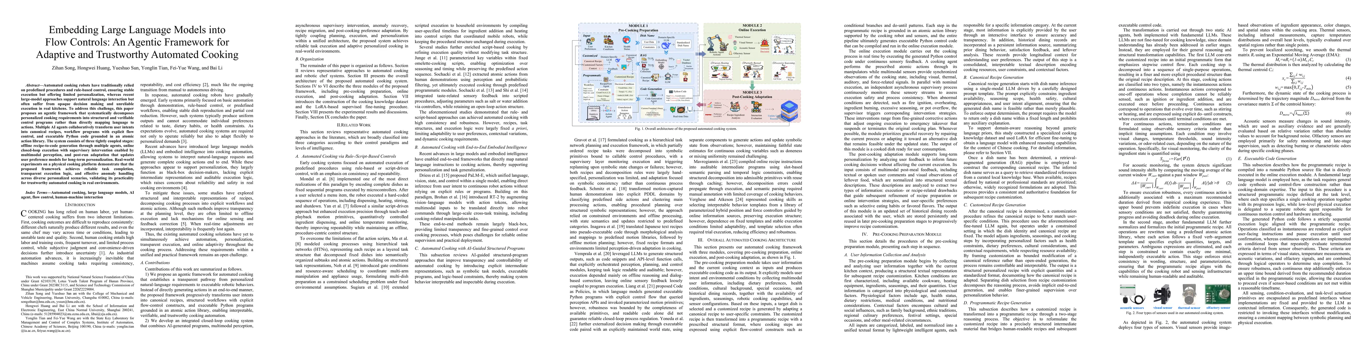 Thumbnail for Embedding Large Language Models into Flow Controls: An Agentic Framework for Adaptive and Trustworthy Automated Cooking