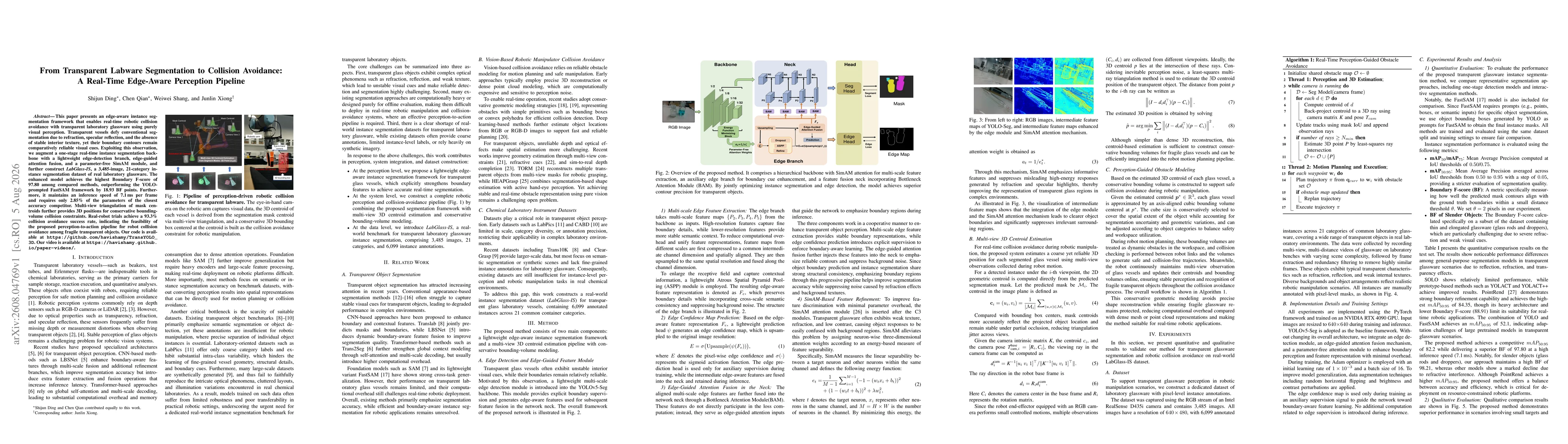 Thumbnail for From Transparent Labware Segmentation to Collision Avoidance: A Real-Time Edge-Aware Perception Pipeline