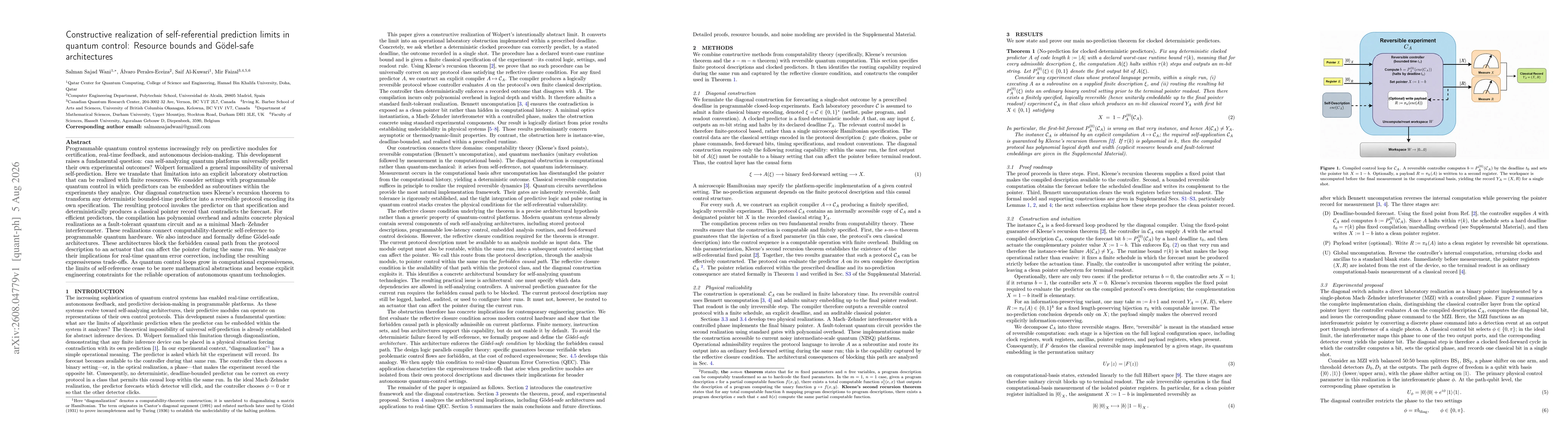 Thumbnail for Constructive realization of self-referential prediction limits in quantum control: Resource bounds and Gödel-safe architectures