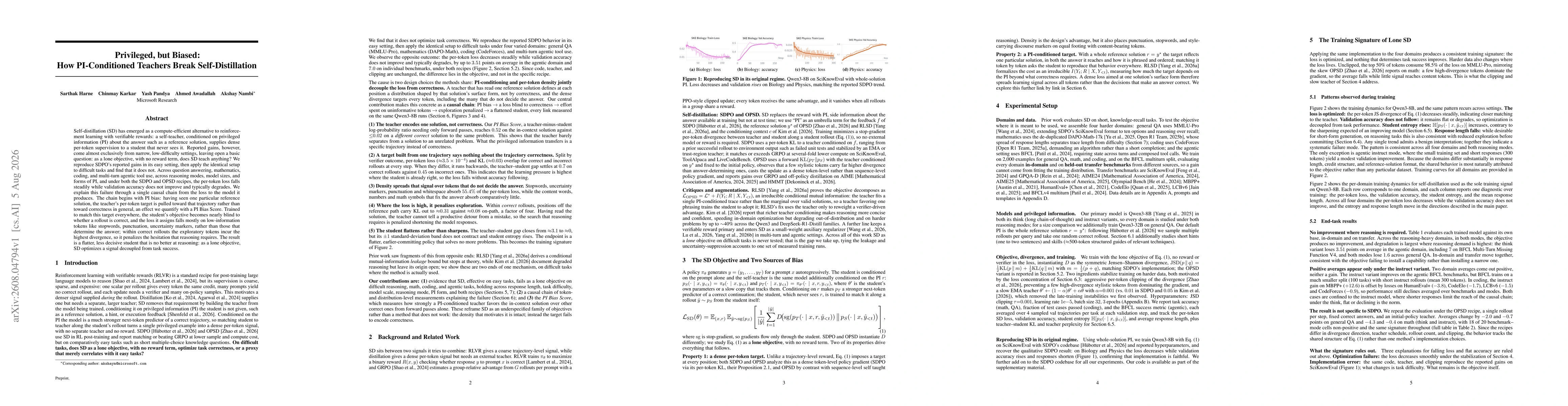 Thumbnail for Privileged, but Biased: How PI-Conditioned Teachers Break Self-Distillation