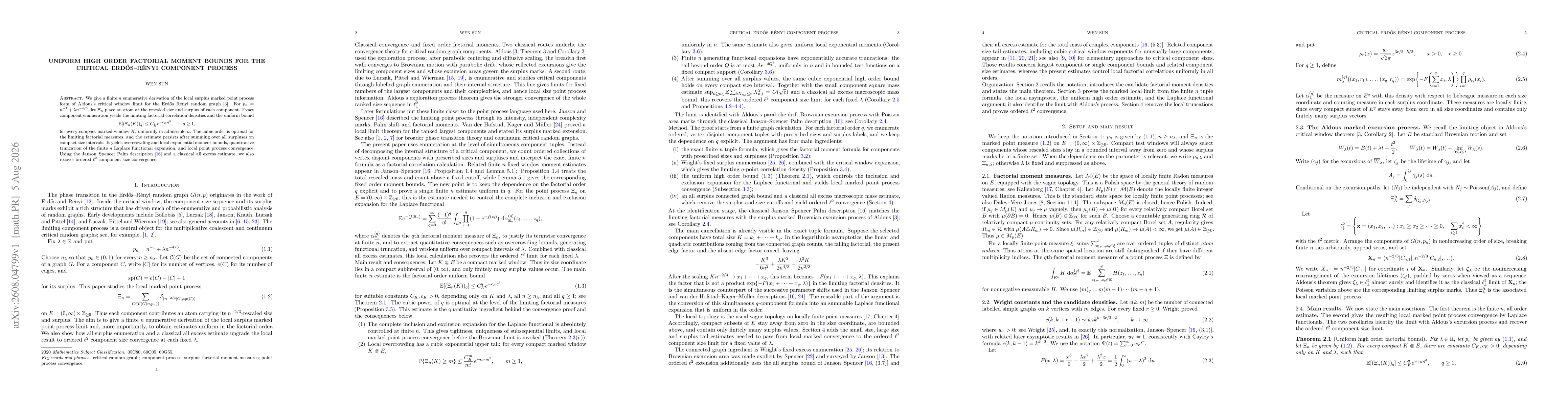Thumbnail for Uniform High Order Factorial Moment Bounds for the Critical Erdős-Rényi Component Process