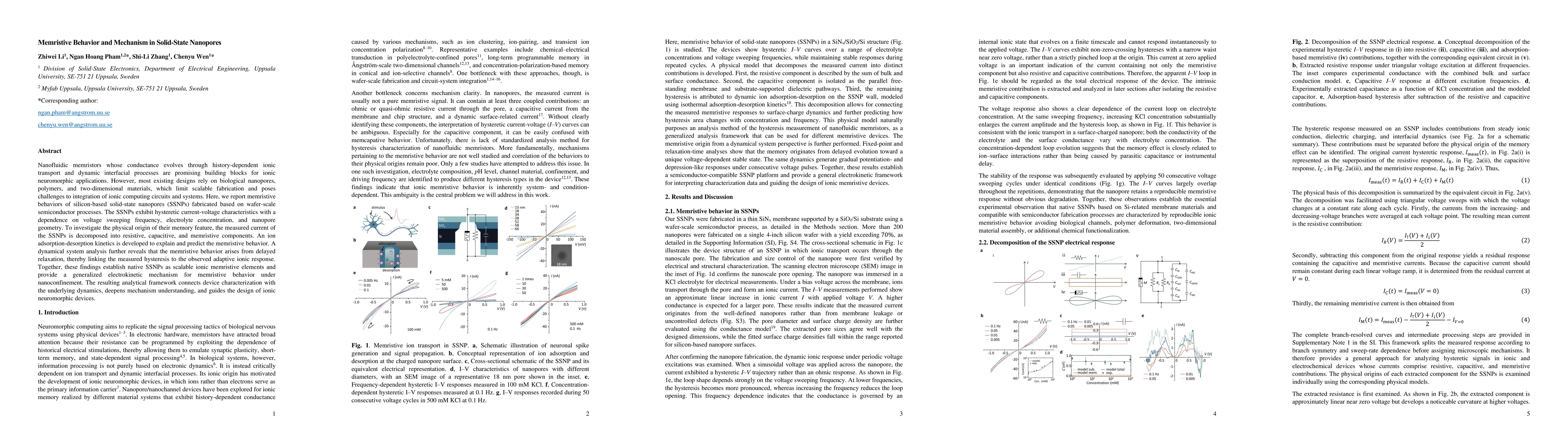 Thumbnail for Memristive Behavior and Mechanism in Solid-State Nanopores