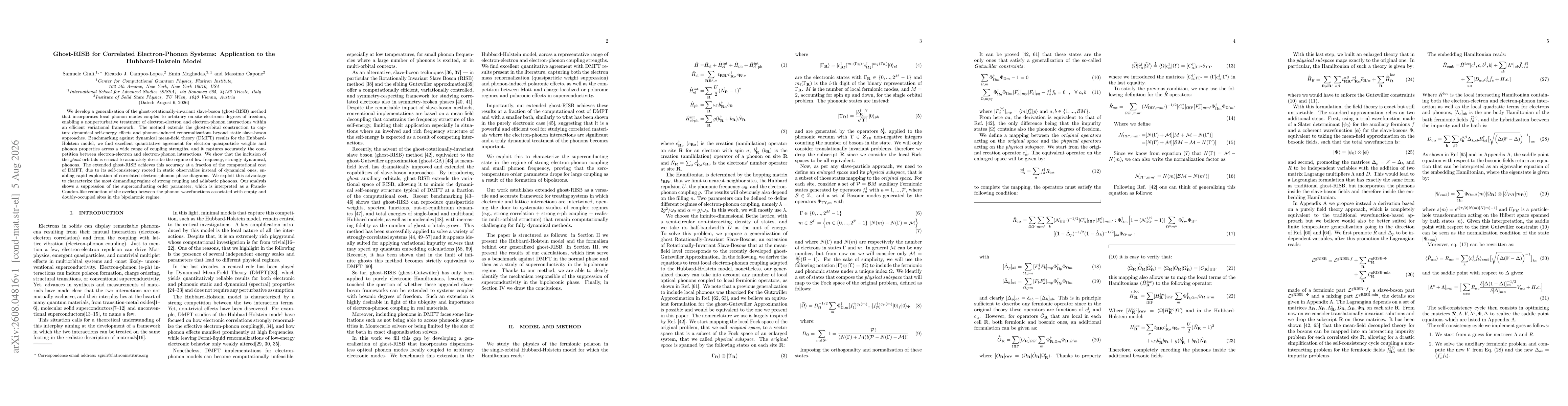 Thumbnail for Ghost-RISB for Correlated Electron-Phonon Systems: Application to the Hubbard-Holstein Model