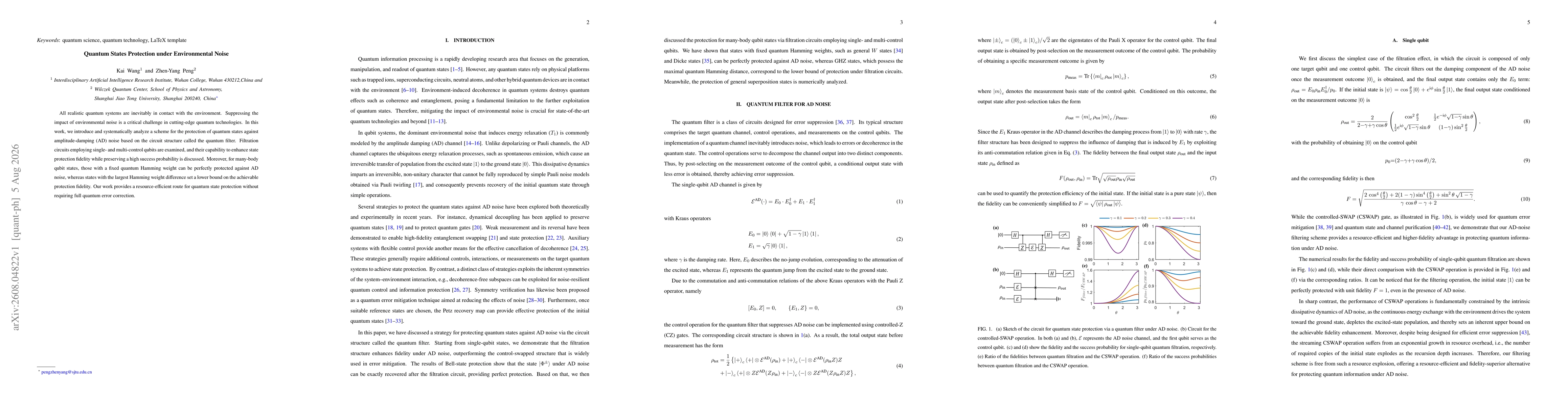 Thumbnail for Quantum States Protection under Environmental Noise