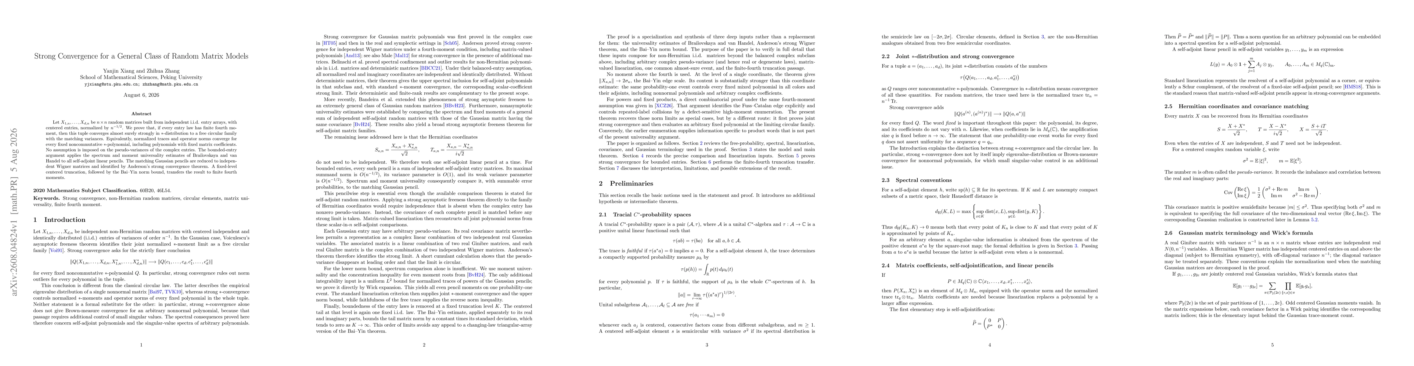 Thumbnail for Strong Convergence for a General Class of Random Matrix Models