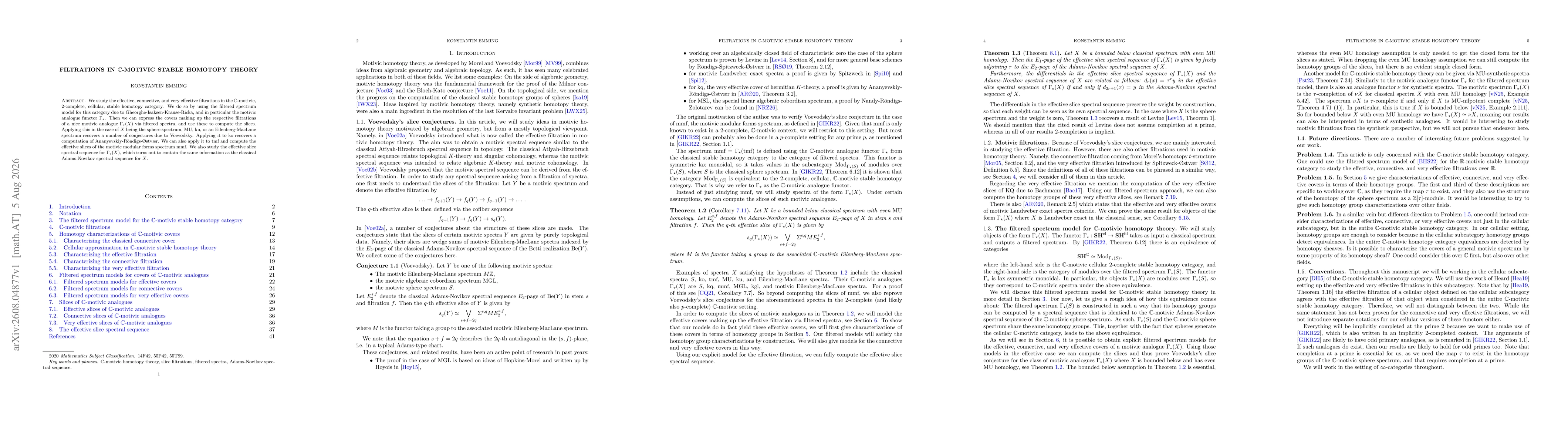 Thumbnail for Filtrations in $\mathbb{C}$-motivic stable homotopy theory