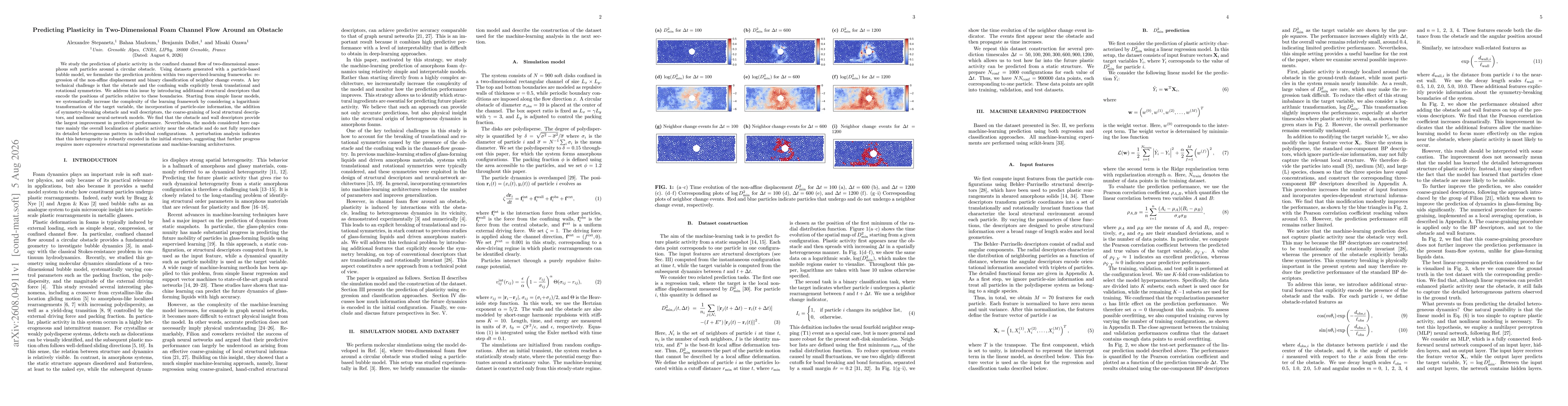 Thumbnail for Predicting Plasticity in Two-Dimensional Foam Channel Flow Around an Obstacle