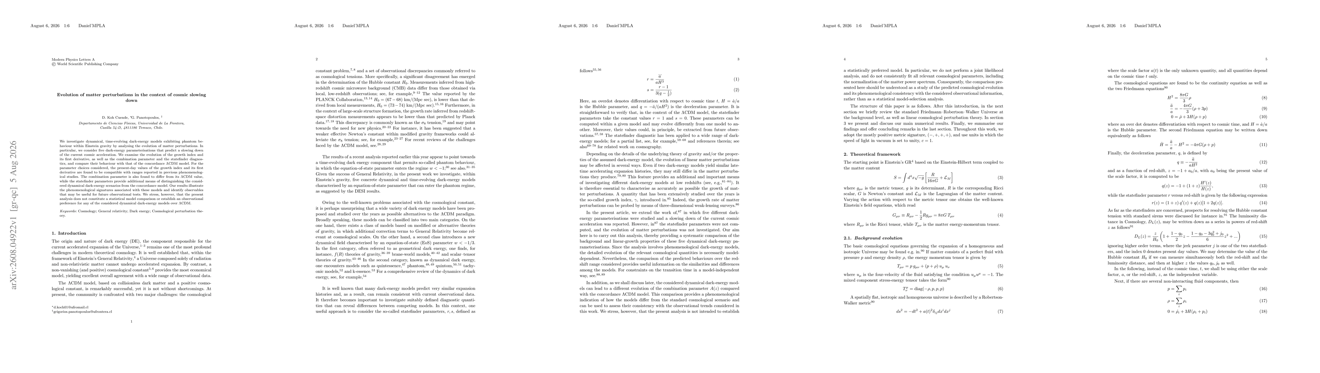 Thumbnail for Evolution of matter perturbations in the context of cosmic slowing down